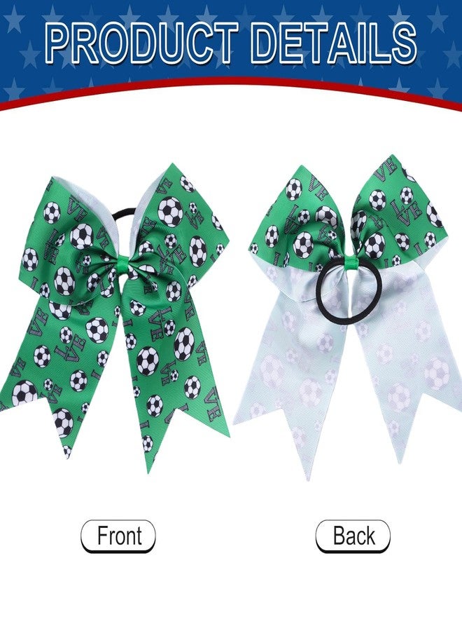 Hipcheer 12 PCS Softball Soccer Cheer Bows, Sparkly Rugby Hair Bows with Elastic Hair Ties Accessories for Teens Girls Women Cheerleading Softball Competition Sports (Green Soccer) - Image 5